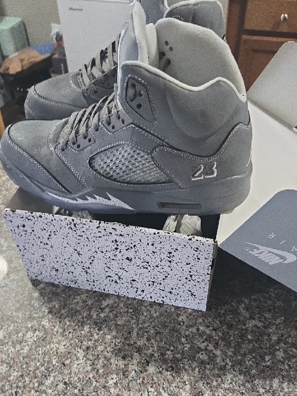 Jordan Grey High-Top Sneakers with White Accent - Picture 3 of 5